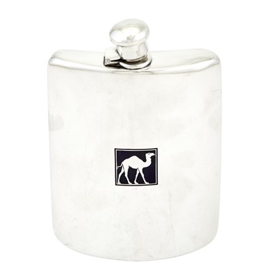 Lot 514 - Tiffany & Co. Sterling Silver and Enamel Novelty Hip Flask