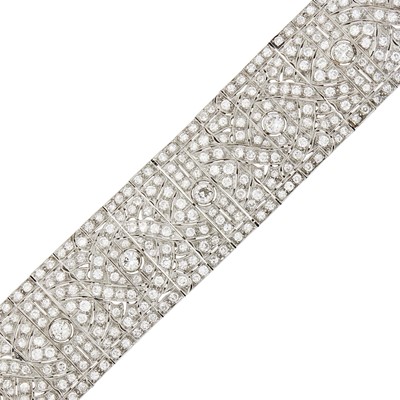 Lot 133 - Wide Platinum and Diamond Bracelet