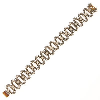 Lot 2136 - Gold, Silver and Diamond Bracelet