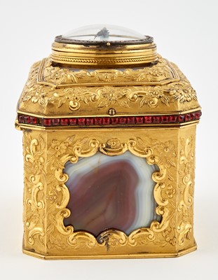 Lot 127 - A Fine Chinese Export Watch-Mounted Ormolu and Agate Casket in the Style of James Cox
