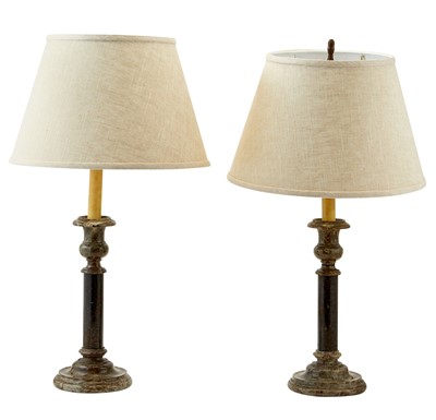 Lot 176 - Pair of Marble Columnar Form Table Lamps