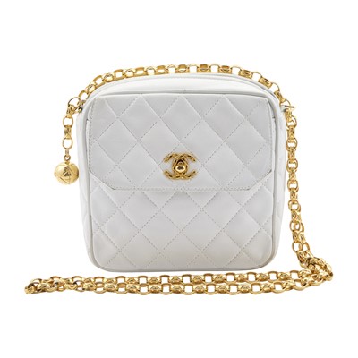 Lot 1173 - Chanel White Lambskin Leather Quilted Bag