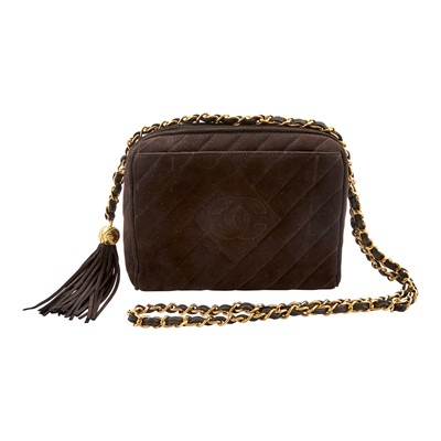 Lot 1170 - Chanel Brown Suede Leather Camera Bag
