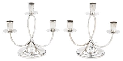 Lot 258 - Pair of Reed & Barton Sterling Silver Three-Light Candelabra