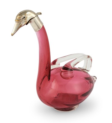 Lot 221 - Austrian Novelty Silver Plated Ruby Glass Claret Jug