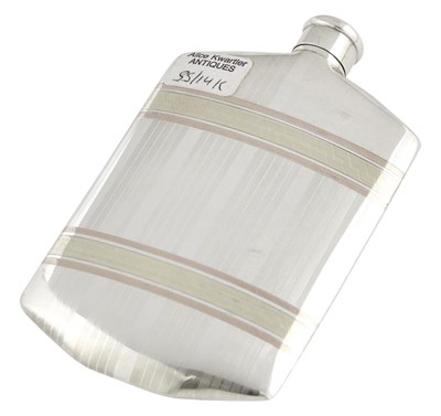 Lot 1093 - American Sterling Silver and 14 Karat Gold Pocket Flask