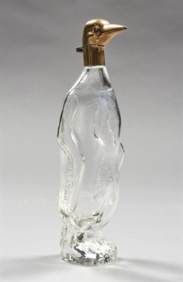 Lot 1004 - Continental Novelty Brass and Glass Penguin Form Decanter