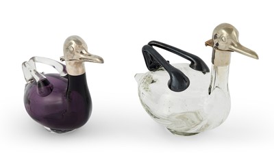 Lot 294 - Two Continental Novelty Glass Bird Form Decanters