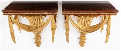 Lot 88 - Pair of Giltwood and Mahogany Brackets Height...
