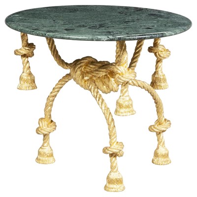 Lot 205 - Gilt-Metal Rope Form Marble Top Occasional...