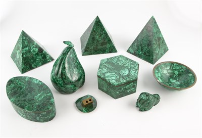 Lot 290 - Group of Malachite Table Articles Including...