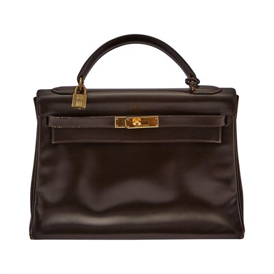 Lot 175 - Hermès Brown Box Leather 'Kelly' 32 Bag