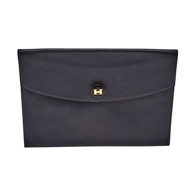 Lot 174 - Hermès Navy Togo Leather 'Rio' Clutch