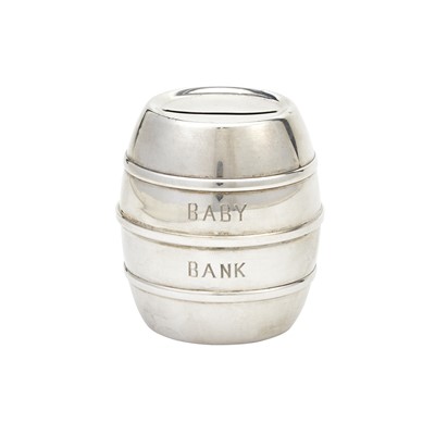 Lot 125 - American Sterling Silver Barrel Form Child's Bank