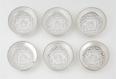 Lot 1059 - Two Sets of American Sterling Silver and Glass Coasters