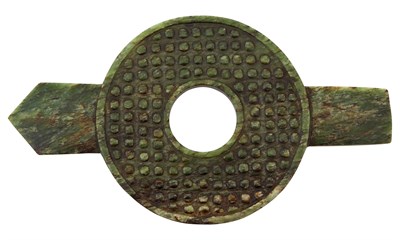 Lot 15 - A Chinese Green Jade Bi Disc