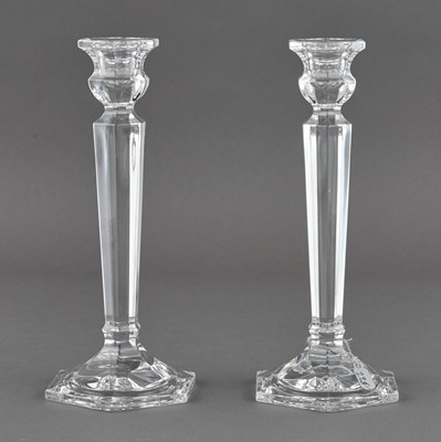 Lot 286 - Pair of Faceted Glass Candlesticks