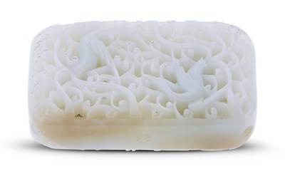 Lot 55 - A Chinese White Jade Dragon Sachet