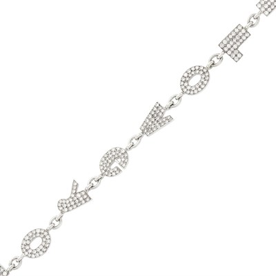 Lot 165 - Neiman Marcus White Gold and Diamond 'I Love You' Bracelet