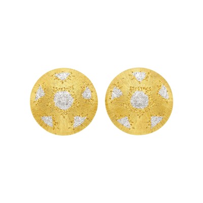 Lot 1102 - Mario Buccellatti Pair of Two-Color Gold Button Earclips