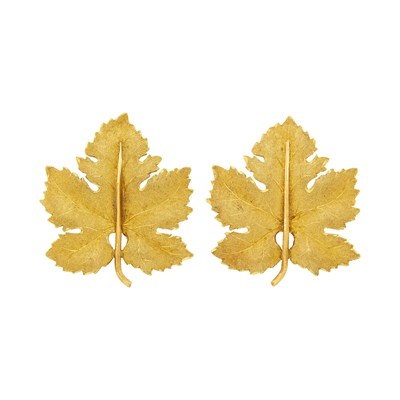 Lot 111 - Mario Buccellati Pair of Gold Leaf Earclips