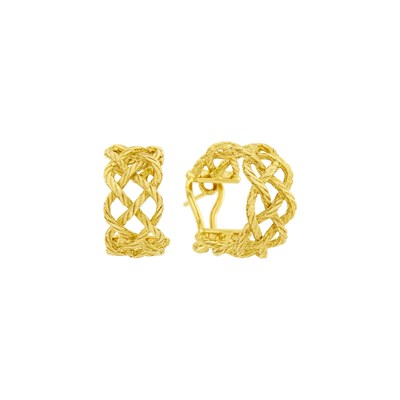 Lot 109 - Buccellati Pair of Braided Gold Hoop 'Crepe de Chine' Earrings