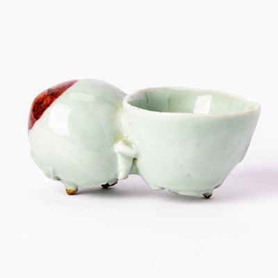 Lot 114 - A Chinese Pale Celadon Glazed Porcelain Brush Washer and Dropper