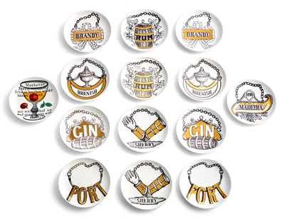 Lot 1080 - Set of Fourteen Piero Fornasetti Porcelain...