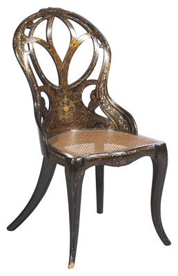 Lot 129 - Victorian Mother-of-Pearl Inlaid Caned Seat...
