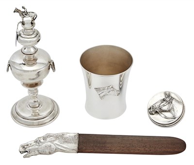 Lot 1125 - Group of Sterling Silver and Silver Plated Equestrian Theme Articles