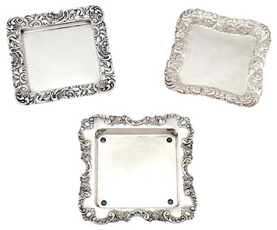 Lot 1045 - Three American Sterling Silver Square Bottle Coasters