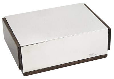 Lot 1052 - Gorham Sterling Silver and Stained Wood Table Cigarette Box