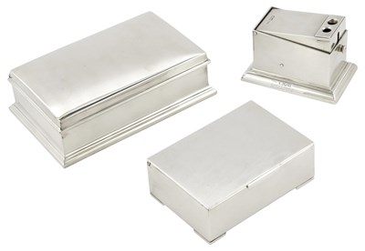 Lot 1054 - Two American Sterling Silver Table Boxes and an English Sterling Silver Cigarette Cutter