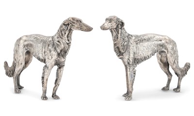 Lot 1134 - Pair of Silver Plated Figures of Borzoi
