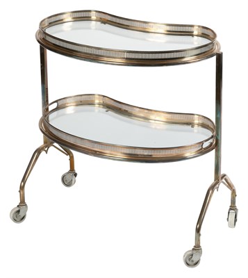 Lot 1048 - Mid Century Nickel and Glass Bar Cart