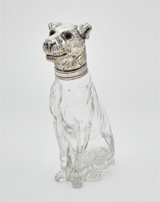 Lot 1036 - Austrian Silver Plate and Glass Novelty Dog Form Decanter
