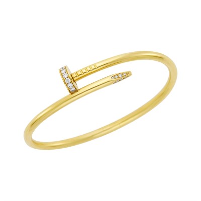 Lot 152 - Cartier Gold and Diamond 'Juste un Clou' Bangle Bracelet