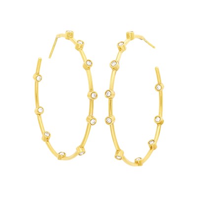 Lot 1121 - Ilias Lalaounis Pair of Gold and Diamond Hoop Earclips