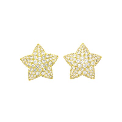 Lot 137 - Kurt Wayne Pair of Gold and Diamond Star Earclips
