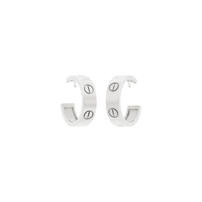 Lot 40 - Cartier Pair of White Gold 'Love' Hoop Earrings