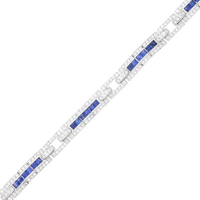 Lot 70 - White Gold, Sapphire and Diamond Bracelet