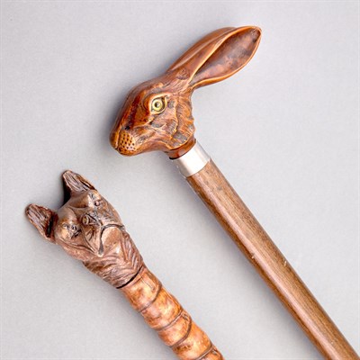 Lot 1138 - Two Novelty Animalier Handled Canes Late 19th...