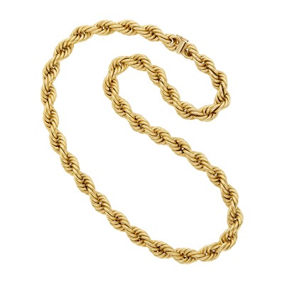 Lot 1161 - Long Rope-Twist Gold Necklace