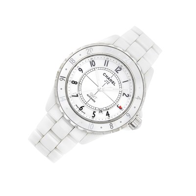 Lot 99 - Chanel Paris White Ceramic and Steel 'J12 GMT' Wristwatch