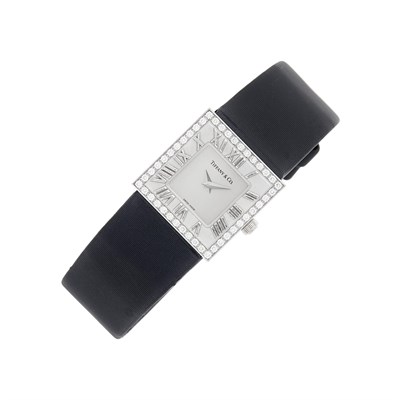 Lot 83 - Tiffany & Co. White Gold and Diamond 'Atlas' Wristwatch
