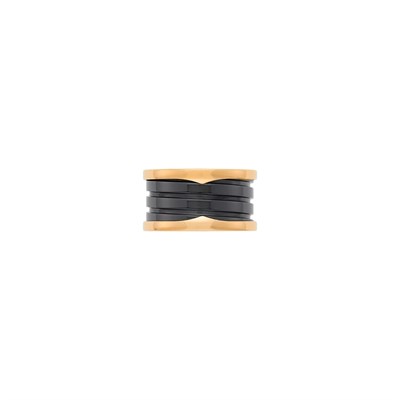 Lot 1042 - Bulgari Rose Gold and Black Ceramic 'B. Zero1' Band Ring