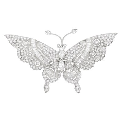 Lot 104 - White Gold and Diamond Butterfly Brooch