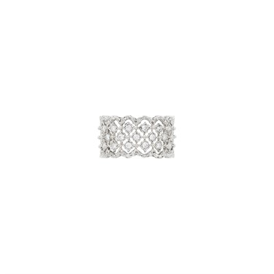 Lot 49 - Mario Buccellati Wide White Gold and Diamond Band Ring