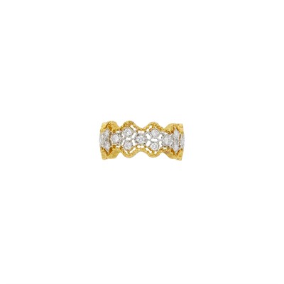 Lot 108 - Mario Buccellati Two-Color Gold and Diamond Band Ring