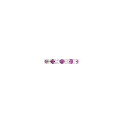 Lot 100 - Tiffany & Co. Platinum, Pink Sapphire and Diamond Band Ring